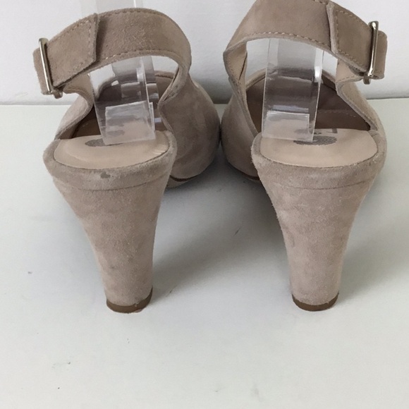 Eric Michael Suede Peep Toe Slingback Heels - Picture 4 of 9